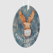 Gelukkig kerstfeest 2020 grappig deer met gezichts ornament (voorkant)