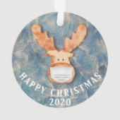 Gelukkig kerstfeest 2020 grappig deer met gezichts ornament (achterkant)