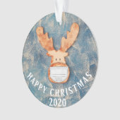 Gelukkig kerstfeest 2020 grappig deer met gezichts ornament (voorkant)