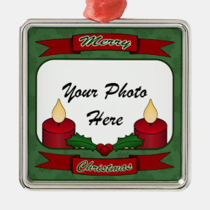 Gelukkig kerstfeest! Aangepaste fotoversiering Metalen Ornament