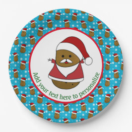 Gelukkig kerstfeest Aardappel met een kerstmuts Papieren Bordje