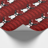 Gelukkig kerstfeest! Boston Terrier Wrapping Paper Cadeaupapier (Hoek)