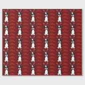 Gelukkig kerstfeest! Boston Terrier Wrapping Paper Cadeaupapier (Vlak)