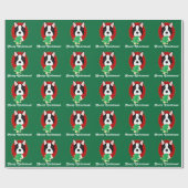 Gelukkig kerstfeest! Boston Terrier Wrapping Paper Cadeaupapier (Vlak)