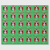 Gelukkig kerstfeest! Boston Terrier Wrapping Paper Cadeaupapier (Vlak)