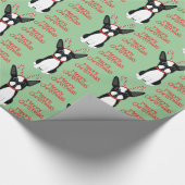 Gelukkig kerstfeest! Boston Terrier Wrapping Paper Cadeaupapier (Hoek)