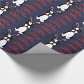 Gelukkig kerstfeest! Boston Terrier Wrapping Paper Cadeaupapier (Hoek)
