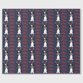 Gelukkig kerstfeest! Boston Terrier Wrapping Paper Cadeaupapier (Vlak)