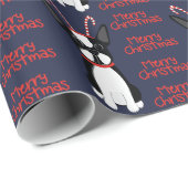 Gelukkig kerstfeest! Boston Terrier Wrapping Paper Cadeaupapier (Rol Hoek)