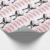 Gelukkig kerstfeest! Boston Terrier Wrapping Paper Cadeaupapier (Hoek)