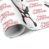 Gelukkig kerstfeest! Boston Terrier Wrapping Paper Cadeaupapier (Rol Hoek)