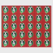 Gelukkig kerstfeest! Boston Terrier Wrapping Paper Cadeaupapier (Vlak)