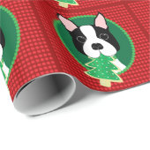 Gelukkig kerstfeest! Boston Terrier Wrapping Paper Cadeaupapier (Rol Hoek)
