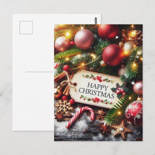 Gelukkig kerstfeest briefkaart (Voorkant / Achterkant)