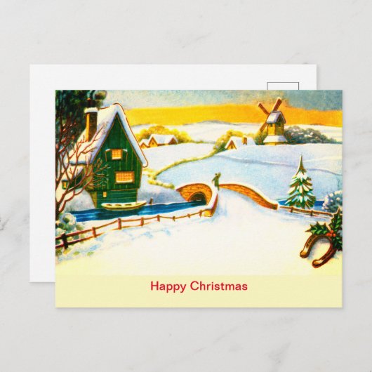 Gelukkig kerstfeest briefkaart (Voorkant / Achterkant)