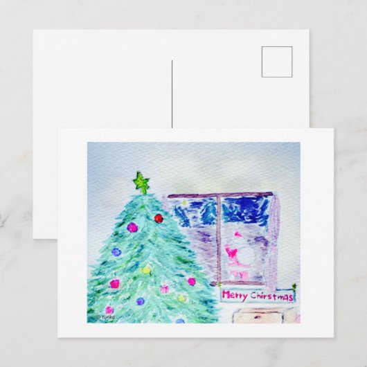 Gelukkig kerstfeest! briefkaart (Voorkant / Achterkant)