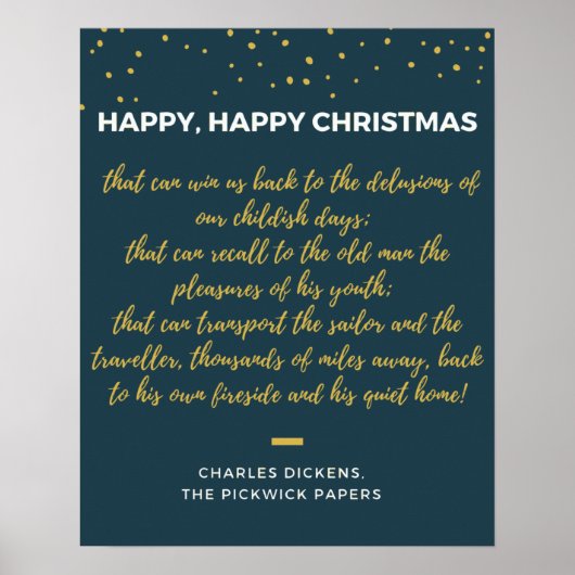 Gelukkig kerstfeest - Charles Dickens citaat Poster (Voorkant)