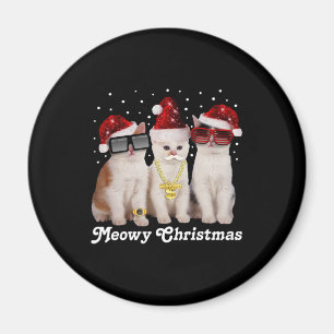 Gelukkig kerstfeest Cute Cat met Santa Claus Magneet