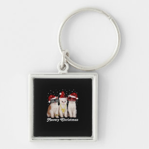 Gelukkig kerstfeest Cute Cat met Santa Claus Sleutelhanger