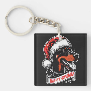 Gelukkig Kerstfeest - Dobermann Santa Hat Grappige Sleutelhanger