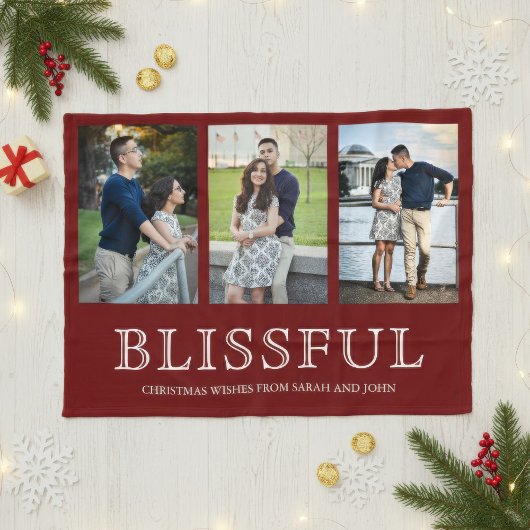 Gelukkig kerstfeest | Drie foto collage Fleece Deken