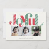 Gelukkig kerstfeest Drie Foto Rood Groen Feestdagenkaart (Voorkant)