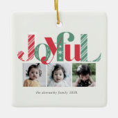 Gelukkig kerstfeest Drie Foto Rood Groen Keramisch Ornament (Voorkant)