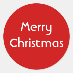 Gelukkig kerstfeest. Eenvoudig ontwerp. Red White Ronde Sticker