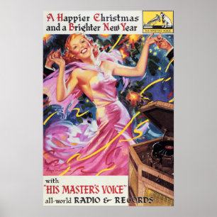 Gelukkig Kerstfeest en nieuwjaar Victor RCA Old Ad Poster