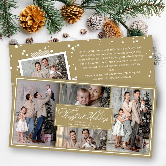 Gelukkig Kerstfeest Fancy Script Multi Foto Collag Feestdagenkaart