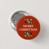 Gelukkig kerstfeest | feestdagen | holly en bessen ronde button 3,2 cm (Voorkant /achterkant)