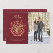 Gelukkig kerstfeest | Foto van HOGWARTS™ Crest Feestdagenkaart (Voorkant / Achterkant)