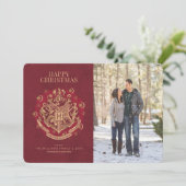 Gelukkig kerstfeest | Foto van HOGWARTS™ Crest Kaart (Staand voorkant)