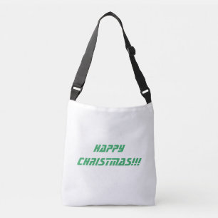 Gelukkig kerstfeest gedrukte tekst naam huwelijksc crossbody tas