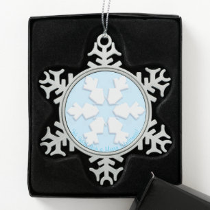Gelukkig kerstfeest! Gelukkig nieuwjaar!Witte snee Tin Sneeuwvlok Ornament