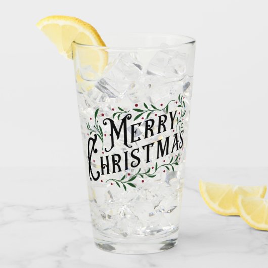 Gelukkig kerstfeest glas (Voorkant ijs)