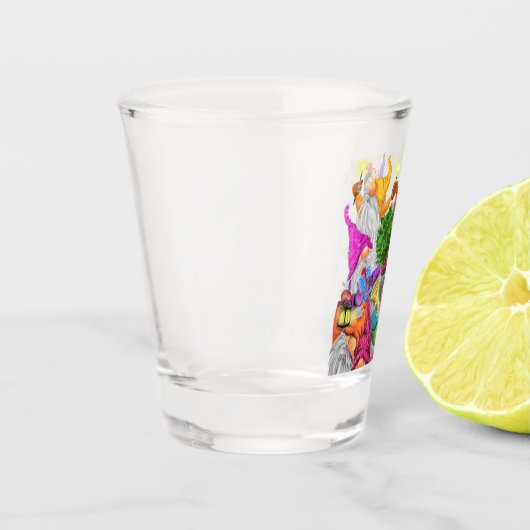Gelukkig Kerstfeest Gnome Grappig Shot Glass Shot Glas (Links)