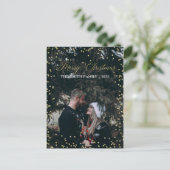 Gelukkig kerstfeest | Gold Stippen Holiday Foto Br Aankondigingskaart (Staand voorkant)