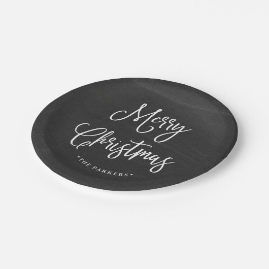 Gelukkig kerstfeest | Handgeschreven script op het Papieren Bordje (Gekanteld)