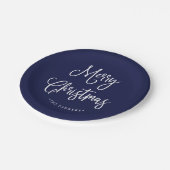 Gelukkig kerstfeest | Handgeschreven script op Nav Papieren Bordje (Gekanteld)