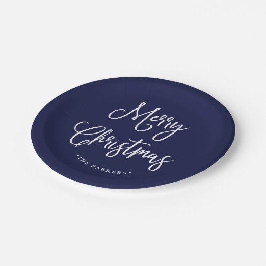 Gelukkig kerstfeest | Handgeschreven script op Nav Papieren Bordje (Gekanteld)