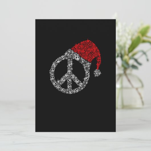 Gelukkig kerstfeest | Hippies Symbol Santa Claus P Bedankkaart (Staand voorkant)