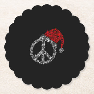 Gelukkig kerstfeest Hippies Symbol Santa Claus P Kartonnen Onderzetters