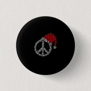 Gelukkig kerstfeest Hippies Symbol Santa Claus P Ronde Button 3,2 Cm