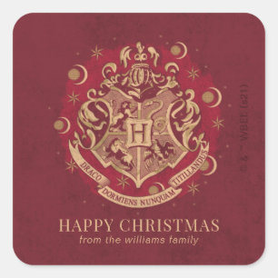 Gelukkig kerstfeest HOGWARTS™ Crest - Gepersonal Vierkante Sticker