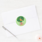 Gelukkig kerstfeest in een perenboomcarol ronde sticker (Envelop)