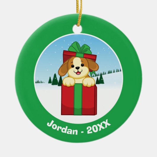 Gelukkig kerstfeest! keramisch ornament (Voorkant)