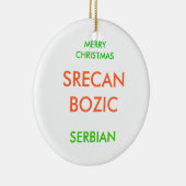 Gelukkig kerstfeest, keramisch ornament (Rechts)