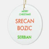 Gelukkig kerstfeest, keramisch ornament (Links)