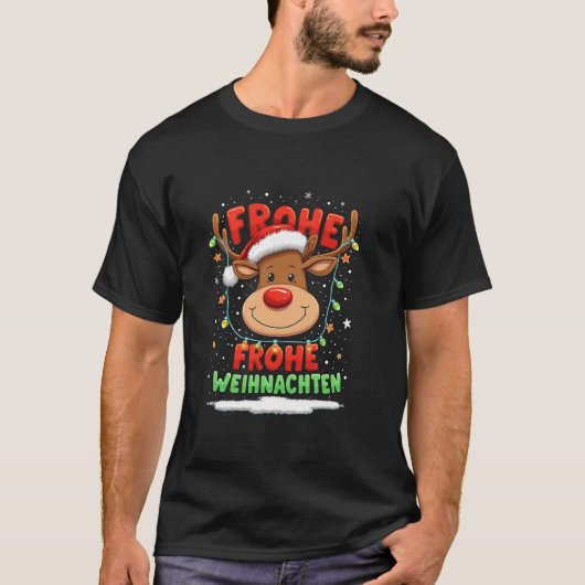 GELUKKIG KERSTFEEST Kerst ontwerp rendier T-shirt (Voorkant)